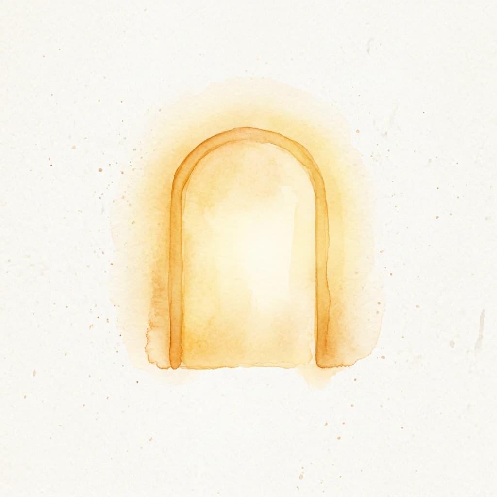 Watercolor warm glowing doorway