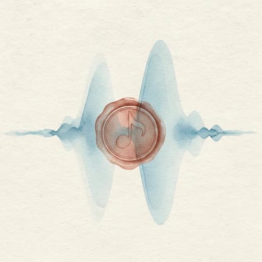 Watercolor icon of a sound wave fastened with a wax seal