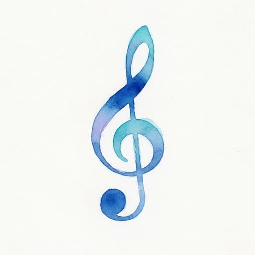 Watercolor illustration of a treble clef
