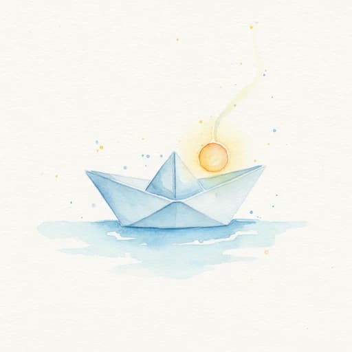 Watercolor paper boat and lantern for children's audiobook production