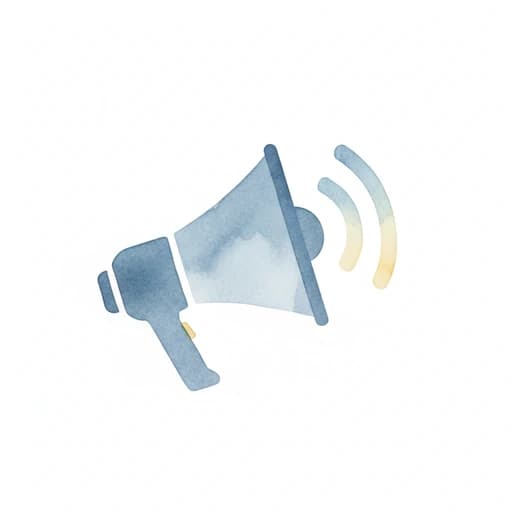 Watercolor megaphone with sound waves