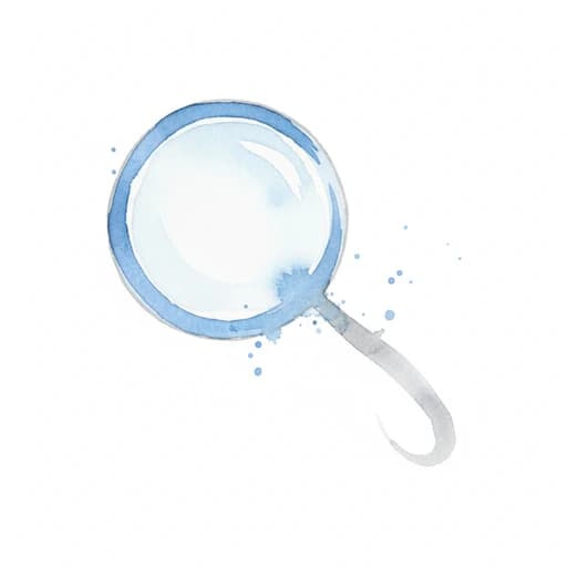 Watercolor illustration of a magnifying glass for mystery audiobook production