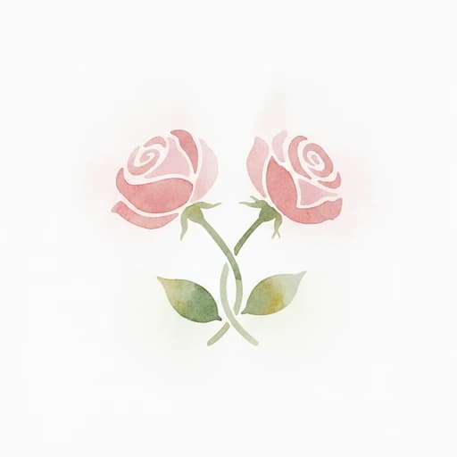 Watercolor pair of intertwined roses for romance audiobook production