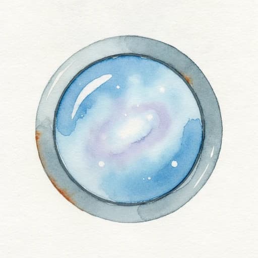 Watercolor spacecraft window above an open book