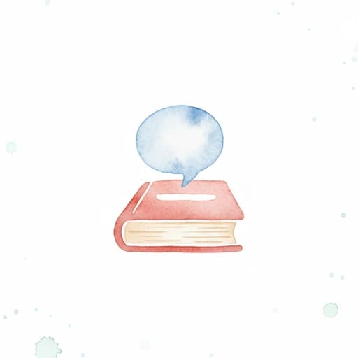 Watercolor illustration of a speech bubble rising from a closed book